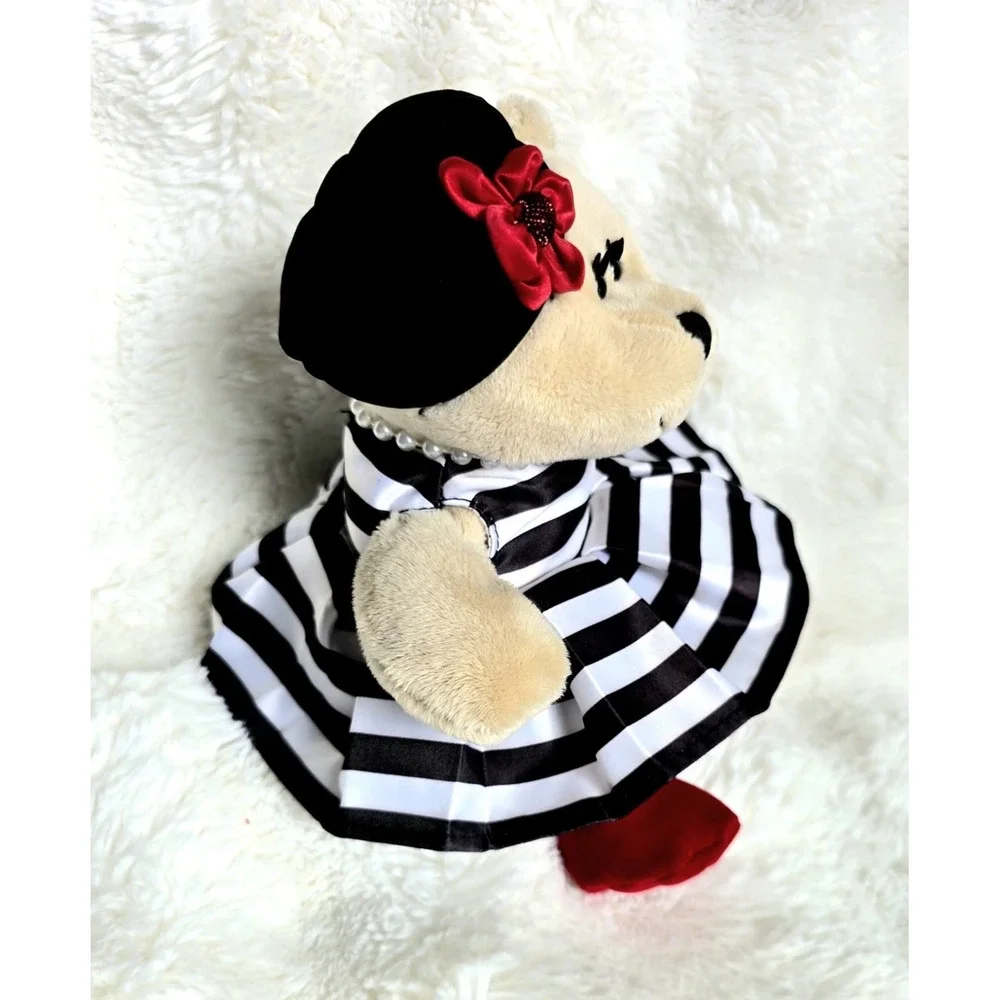 Rare Starbucks 2013 Teddy Bear Plush Black White Dress Red Shoes Collectible